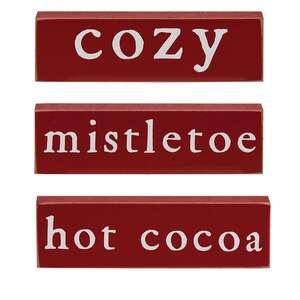 Cozy, Mistletoe or Hot Cocoa Thin Mini Block, 3 Asstd. 36335;