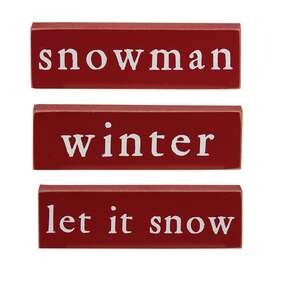 Let It Snow, Winter or Snowman Thin Mini Block, 3 Asstd. 36337;