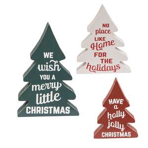 Holly Jolly Chunky Wooden Trees, 3/Set 36346;