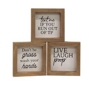 Live, Laugh, Poop  Mini Sign, 3 Asstd. 36373;