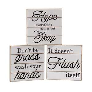 It Doesn't Flush Itself Shiplap Square Block, 3 Asstd. 36377;