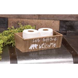 Bear Bottoms Welcome Rustic Wood Box