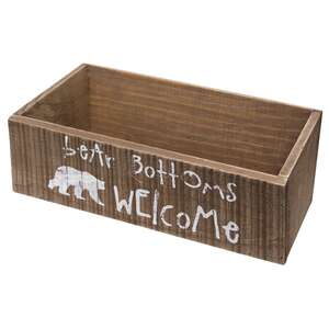 Bear Bottoms Welcome Rustic Wood Box