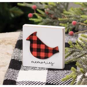 Red & Black Plaid Cardinal Memories Block