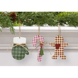 Country Plaid Christmas Ornament, 3 Asstd.