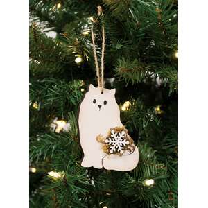 Snowy Snowflake Cat Ornament