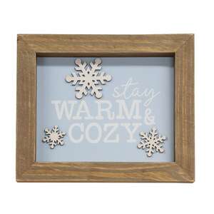 Stay Warm & Cozy Snowflake Framed Sign 36480;