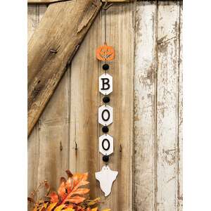 Boo Pumpkin & Ghost Wooden Tag Garland