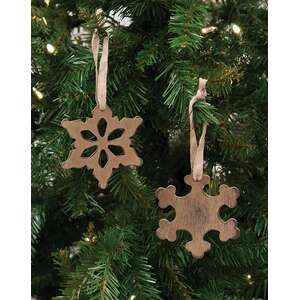 Distressed Wooden Snowflake Ornament, 2 Asstd.