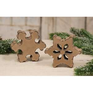 Distressed Wooden Chunky Snowflake, 2 Asstd.