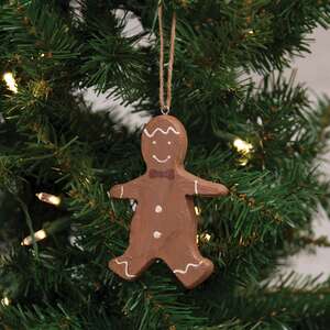 Wooden Gingerbread Man Cookie Ornament with hanger