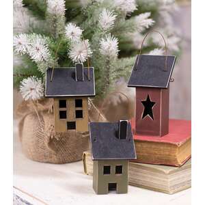 Mini Saltbox House Ornament, 3 Asstd.