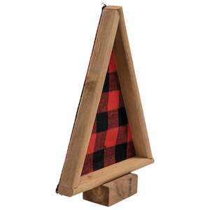 2 Set - Plaid Felt & Wood Trees