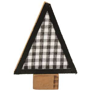 2 Set - Plaid Felt & Wood Trees