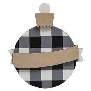 Black & White Plaid Traditional Customizable Clip Ornament, 3 Asstd.