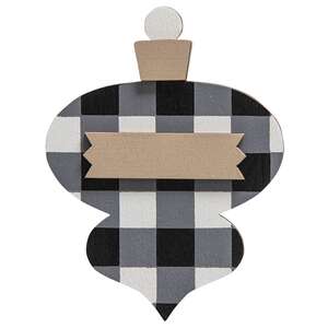 Black & White Plaid Traditional Customizable Clip Ornament, 3 Asstd.