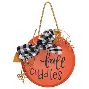 Sweater Weather Round Hanging Sign w/Burlap Bow, 3 Asstd.