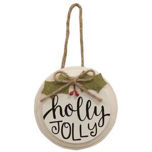 Hot Cocoa/Holly Jolly Button Holly Ornament, 2 Asstd.