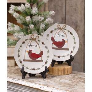 Peace & Love Cardinal Plate, 2 Asstd.