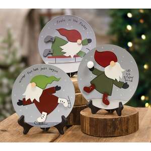 Frolic in the Flakes Gnome Plate, 3 Asstd.