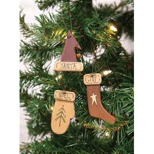 3/Set, Primitive Wooden Christmas Ornaments