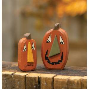 2/Set, Funny Face Chunky Jack O Lantern Sitters