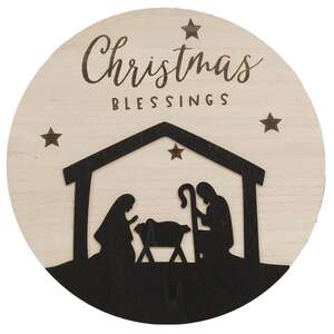 Christmas Blessing Silhouette Round Sign, 2 Asstd.
