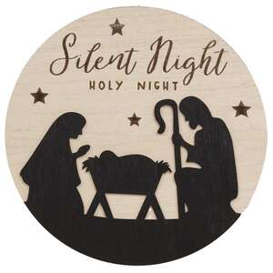 Christmas Blessing Silhouette Round Sign, 2 Asstd.