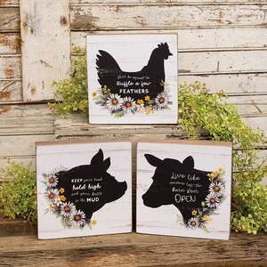Someone Left the Barn Door Open Farm Animal Silhouette Box Sign, 3 Asstd.