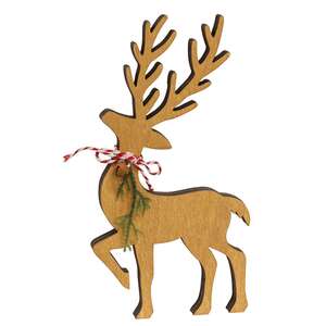 Natural Wooden Deer Cutout Sitters, 2/Set 38779;