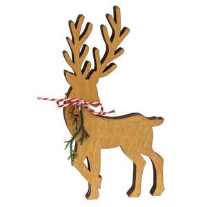 Natural Wooden Deer Cutout Sitters, 2/Set 38779;