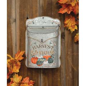 Harvest Blessings Pumpkin Metal Post Box