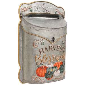 Harvest Blessings Pumpkin Metal Post Box