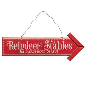 Reindeer & Sleigh Parking Metal Hanging Sign, 2 Asstd. 60448;