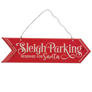 Reindeer & Sleigh Parking Metal Hanging Sign, 2 Asstd. 60448;
