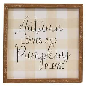 Fall Gingham Wood Sign, 3 Asstd. 65268;