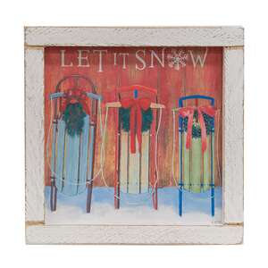 Let It Snow Sleds Wood Sign 65299;