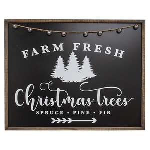 Farm Fresh Christmas Trees Black & White Wood Sign 65301;