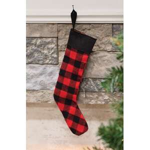 Red & Black Buffalo Check Fabric Stocking Ornament