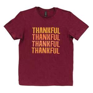 Orange & Plaid Thankful T-Shirt - Maroon L168;