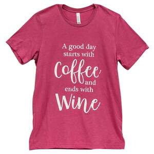 A Good Day Starts With Coffee T-Shirt, Heather Raspberry L99;