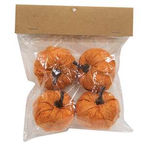 Orange Burlap Pumpkins 2.25", 4/Pack RJAF2010;