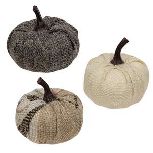 Cream & Gray Burlap Pumpkins 2.25", 4/Pack RJAF2012;