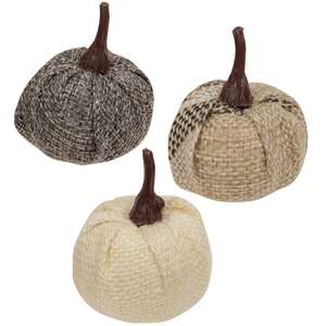Cream & Gray Burlap Pumpkins 1.5", 12/Pack RJAF2013;