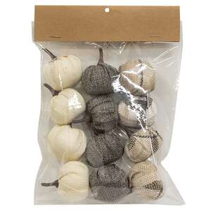 Cream & Gray Burlap Pumpkins 1.5", 12/Pack RJAF2013;