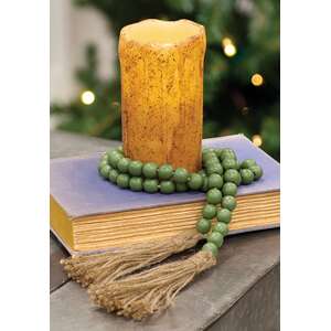 Green Beaded Garland w/Tassels, 48"