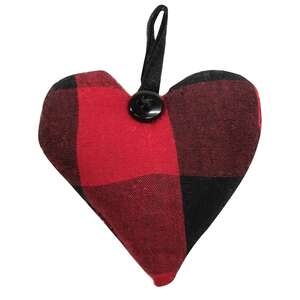 Red & Black Buffalo Check Fabric Heart Hanger Ornament 15318;
