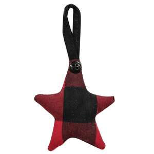 Red & Black Buffalo Check Fabric Star Hanger Ornament 15319;