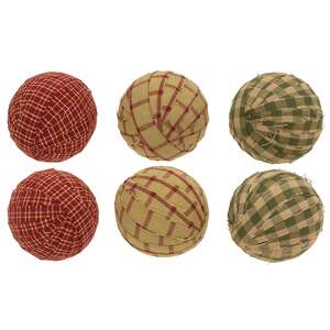6 Set, Primitive Gingham Rag Balls