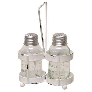 White Wash Salt and Pepper Caddy with Shakers 28072;